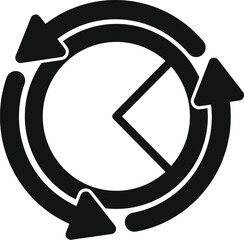 Sticker - Black and white circular economy diagram showing the recycling process with arrows