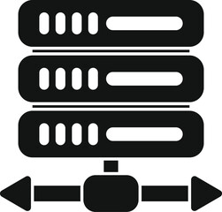 Poster - black and white icon of data transferring between servers, representing data synchronization or back