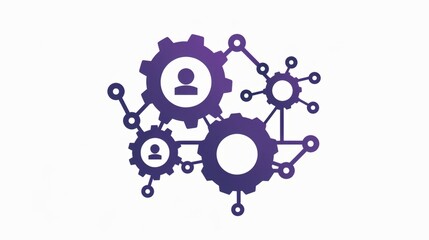 An icon for an AI and machine learning service, featuring two interlocking gears with digital 