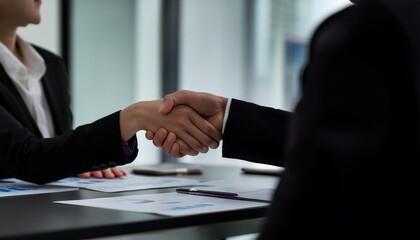 two people shaking hands negotiating