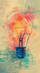 Poster - Colorful light bulb with abstract background symbolizing ideas and innovation. Vibrant representation of creativity and inspiration.