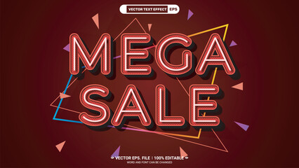 Poster - Sale advertising poster template with mega sale 3d editable vector text style effect
