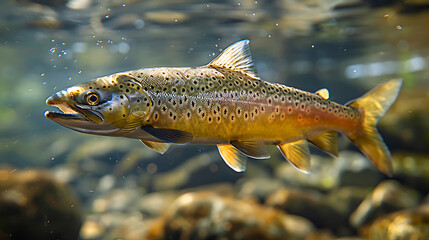 Wall Mural - Rainbow trout (Salmon trout) swimming in the water.