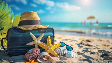 Summer vacation concept, travel background with copy space