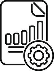 Poster - Business report is being optimized with a gear icon, representing data analysis and improvement strategies