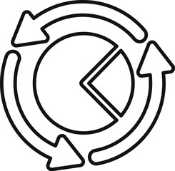 Poster - Line art pie chart is being surrounded by arrows going in a circle, showing a concept such as recycling