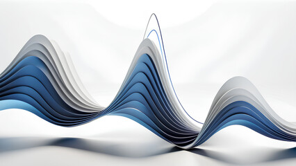 Wall Mural - An abstract blue wave in a vector spline curve style on a white background, representing data.