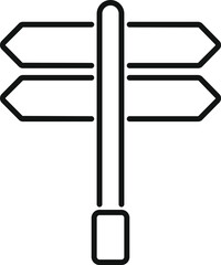 Poster - Simple line art icon of a street sign post showing three different directions