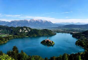 Wall Mural - A view of Lake Bled in Slovenia