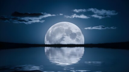 Wall Mural - a full moon illuminating a serene night sky. the moon appears to be just above the horizon,casting a