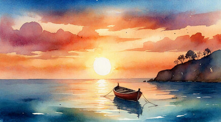 Wall Mural - sunset over the sea