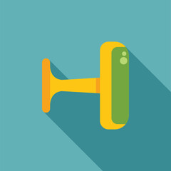 Poster - yellow and green stamp making impression on blue background with long shadow