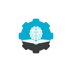 Wall Mural - Book brain gear shape concept logo design. Book and brain combination logo concept