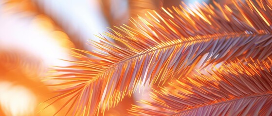 Canvas Print - Palm leaves backlit by the sun. AI.