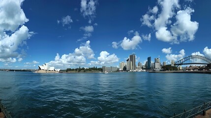 Wall Mural - Panorama of Sydney harbour and bridge in Sydney city, New south wales, Australia