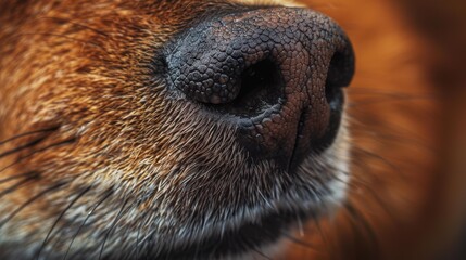 Poster - Close-up of a dog's wet nose. AI.