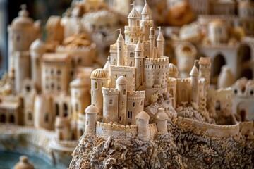 Poster - A miniature castle made from intricate details. AI.