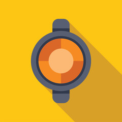 Poster - minimalist icon of a flashlight shining a bright light beam in the darkness