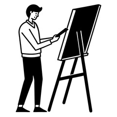 Wall Mural - student drawing on an easel vector art illustration 