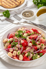 Canvas Print - Piyaz, Turkish white bean salad in a bowl