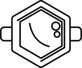 Poster - line drawing of a scientific experiment with molecules reacting inside a hexagonal container