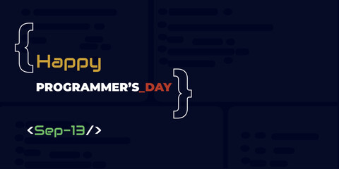 Happy International Programmer's day, September 13, poster for celebration of programmer day, blue technology background