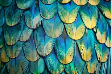 Poster - Vibrant Peacock Feather Pattern in Soft Colors Against a Gentle Background