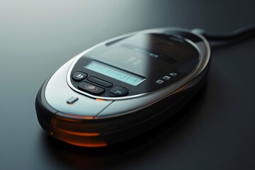 Poster - A detailed view of a cell phone resting on a table, Realistic 3D rendering of a glucose meter, AI Generated