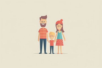 Cartoon family with parents and two children vibrant colors flat design highlighting the joy and togetherness in a playful cheerful style