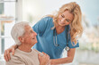 © peopleimages.com - Assisted living, elderly care or support with nurse and old man in retirement home for medical checkup. Geriatrics, health or visit with medicine professional woman and senior patient in apartment
