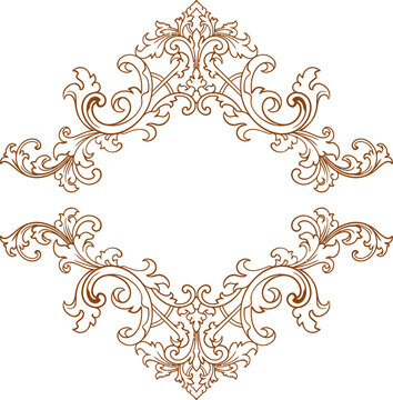 Baroque engraved. Victorian floral ornamental borders, vintage decorative frame elements. Vector illustration royal set for wedding invitation and greeting cards, ornaments romantic invitations