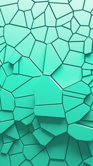 Aufkleber - Abstract animation of green voronoi blocks moving and extruding. Minimal light clean corporate background. 3D geometric wall loop motion. Polygonal elements cycling displacement video. Vertical video