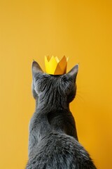 Canvas Print - a cat wearing a paper crown