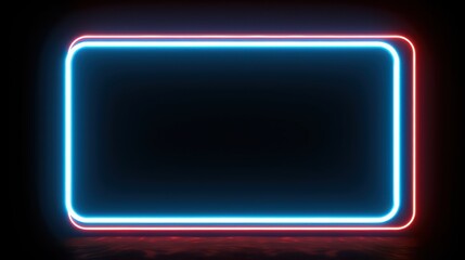 Canvas Print - a rectangular neon frame with red and blue lights