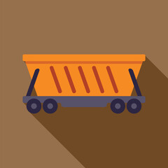 Poster - Mining cart standing on rails, industrial equipment for transporting ore and materials
