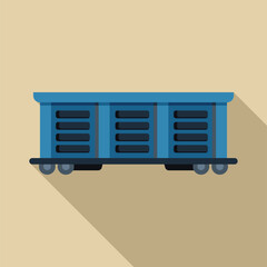 Poster - Blue train wagon carrying cargo, shipping industry and freight transportation