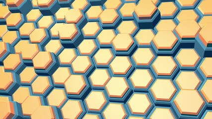 Poster - Beige and blue animated hexagonal pattern with a subtle and calming effect.