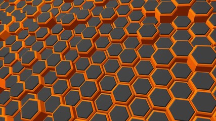 Poster - Orange and brown hexagonal animation with a warm and rich dynamic background.
