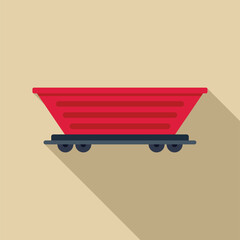 Poster - Empty mining cart standing on rails, mining industry icon, flat style