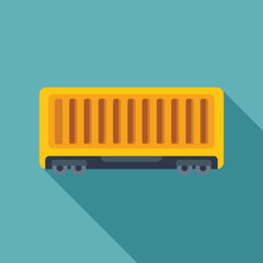 Sticker - Yellow train freight wagon delivering cargo across country, flat style icon