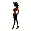 © Swapna graphics - a stylish woman standing with wearing hat vector silhouette