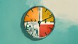© Loki Studio - Clock divided into sections depicting various daily activities in abstract art style