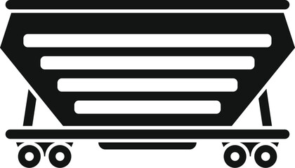 Poster - black silhouette of an empty open top hopper car standing on rails used for mass transportation of v