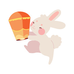 Canvas Print - cute rabbit with lantern for mid autumn festival