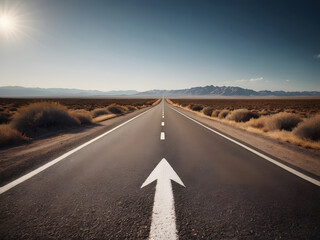 Ready to Success arrow printed on road leading towards business future creative concept