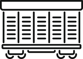 Poster - Simple line art of a freight wagon transporting cargo on railroad tracks
