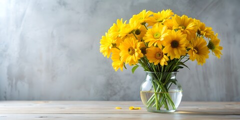 Poster - Bright Bouquet of Yellow Flowers in Vase Creative AI, warm, yellow flowers, bouquet, colors