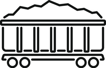 Poster - line drawing of a mining cart full of coal, being transported