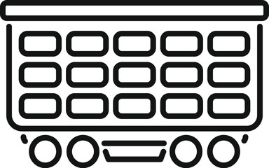 Poster - simple icon of a mining cart full of coal moving on rails