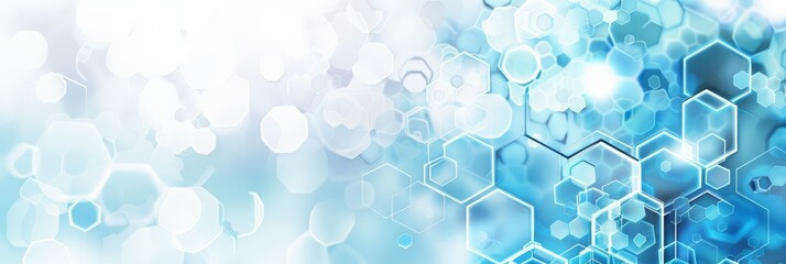Poster - Abstract medical background with light blue hexagonal shapes and a clean white gradient. Ideal for modern healthcare and scientific innovation.